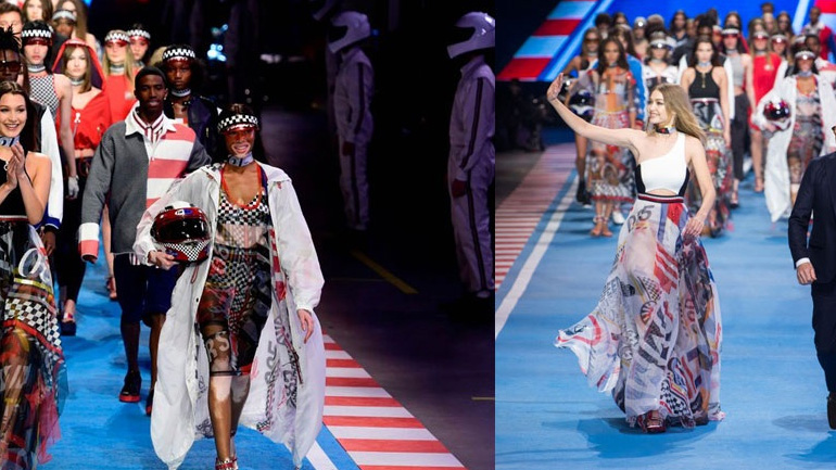 To catwalk του Tommy Hilfiger ήταν ένας συνδυασμός της μόδας και του μηχανοκίνητου αθλητισμού