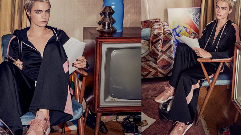 Η Cara Delevingne ποζάρει με τα νέα muse satin της PUMA