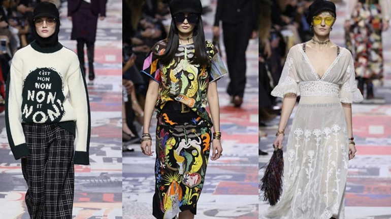 DIOR F/W 2018-19: Με stylish συνθήματα τα μοντέλα και καπέλα «επαναστατικού» χαρακτήρα