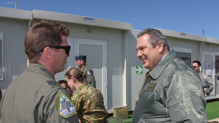 Ο Πάνος Καμμένος στην πολυεθνική αεροπορική άσκηση «Ηνίοχος 2018»