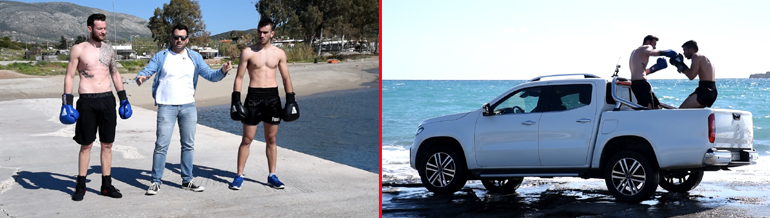 Στον πρωτότυπο αγώνα που διοργανώσαμε συμμετείχαν οι επαγγελματίες μποξέρ Μιχάλης Πύργος και Γιάννης Σελαλμαζίδης