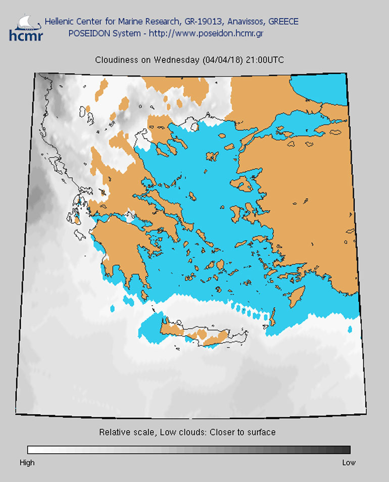 Νεφοκάλυψη στις 21.00 το βράδυ