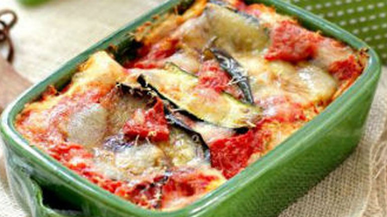 Λαζάνια με μελιτζάνα και κολοκυθάκια