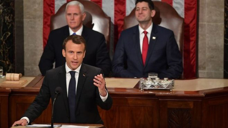 ΗΠΑ: Θερμή υποδοχή για τον Εμανουέλ Μακρόν στο Κογκρέσο