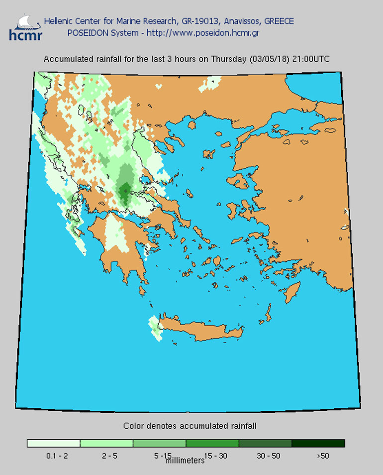 Εξασθένιση παρουσιάζουν τα φαινόμενα από τις 21.00 το βράδυ της Πέμπτης