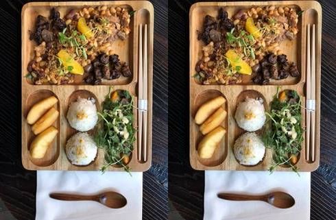 Bento κατσαρόλας με ένα άλλο smartphone (αριστερά) και το P20 Pro (δεξιά).