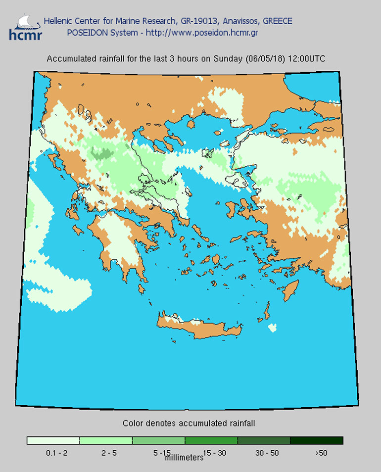 Βροχόπτωση σε όλη τη χώρα την Κυριακή στις 12.00 το μεσημέρι