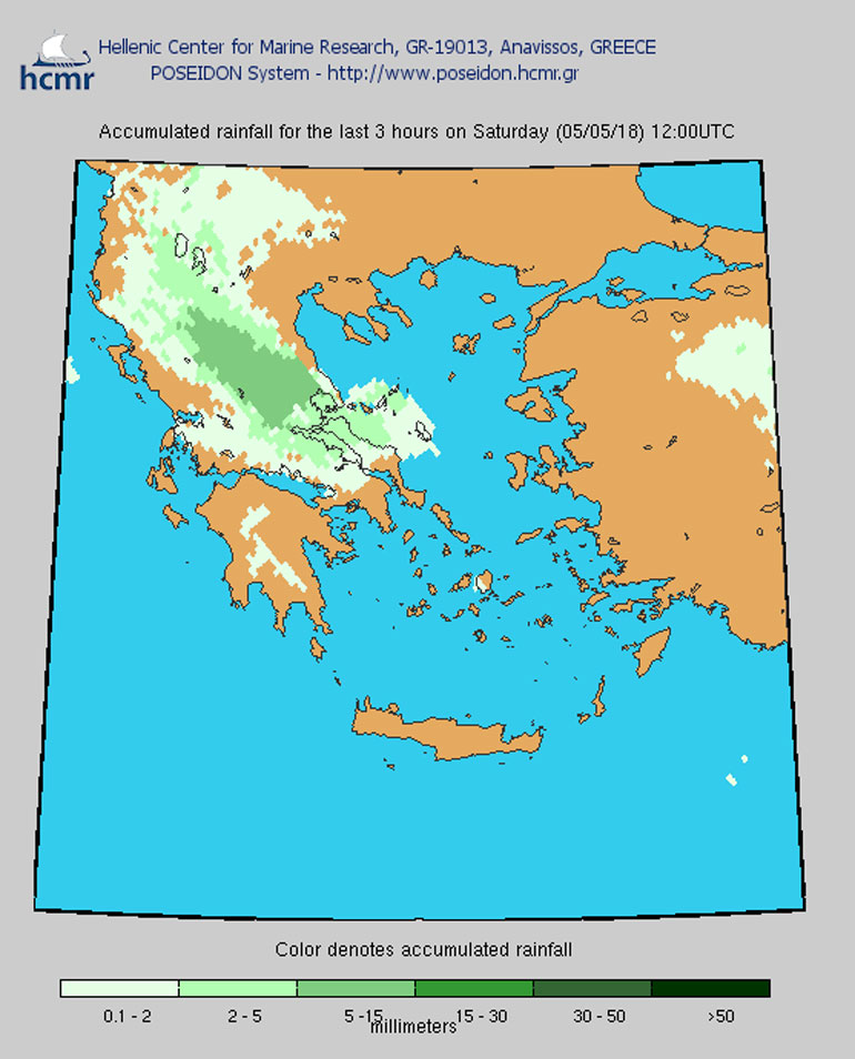Βροχοπτώσεις το Σάββατο (ώρα: 12.00)