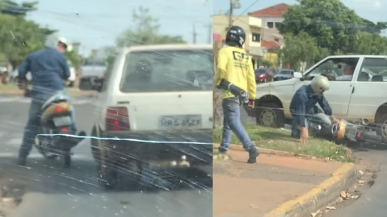 Οδηγός επιχειρεί να πατήσει μοτοσικλετιστή! Οδηγός επιχειρεί να πατήσει μοτοσικλετιστή!