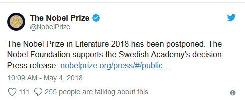 H ανακοίνωση της Ακαδημίας στο Τwitter