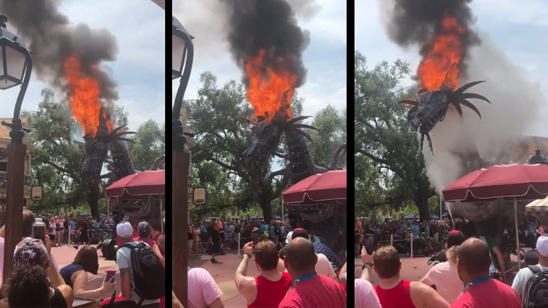 Πήρε φωτιά ο δράκος στην παρέλαση της Disney World