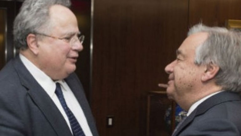 Η ονομασία της ΠΔΓΜ και το Κυπριακό στο επίκεντρο της συνάντησης Κοτζιά – Γκουτέρες στη Νέα Υόρκη