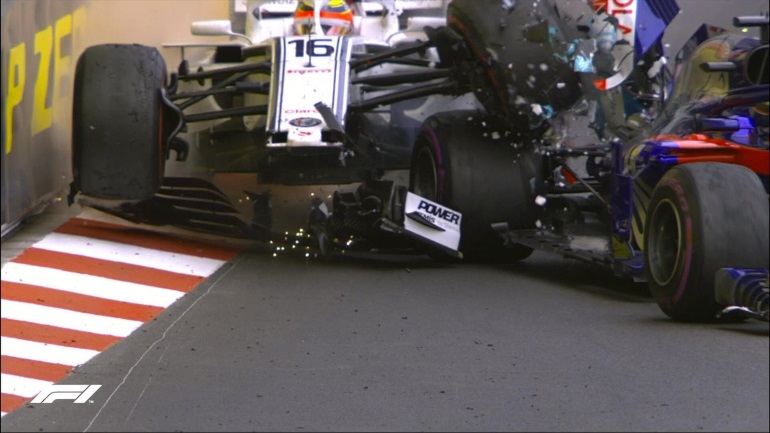 Η σύγκρουση στον 72ο γύρο με τους Leclerc και Hartley