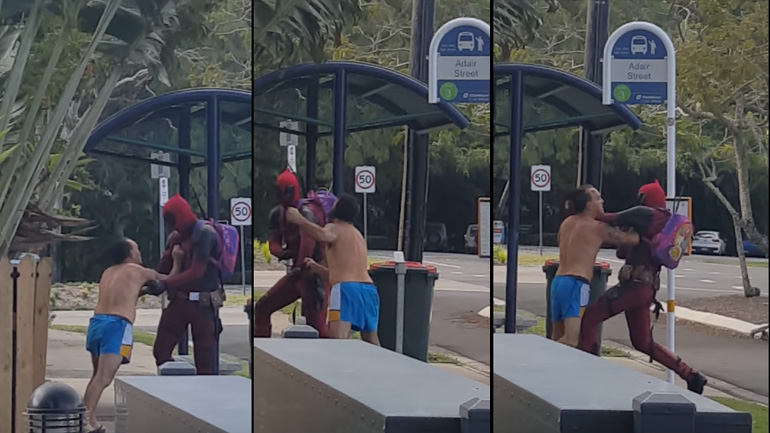 Ο Deadpool παίζει μπουνιές με έναν μεθυσμένο άνδρα