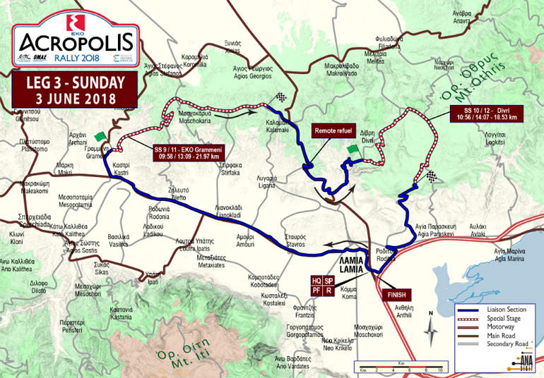 O χάρτης με τις ειδικές της 3ης ημέρας, Κυριακής 3 Ιουνίου (πατήστε πάνω για να δείτε τον χάρτη μεγαλύτερο)