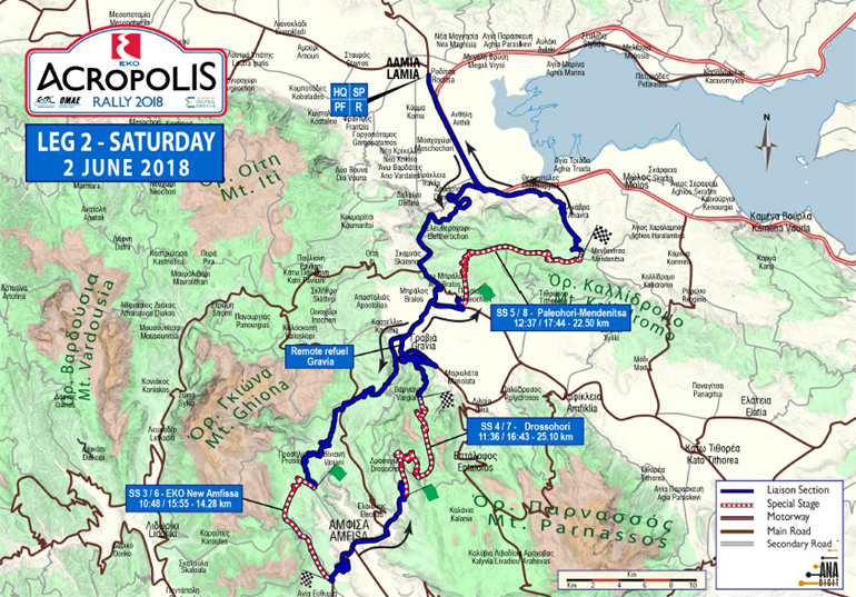 O χάρτης με τις ειδικές της 2ης ημέρας, Σάββατο 2 Ιουνίου (πατήστε πάνω για να δείτε τον χάρτη μεγαλύτερο)