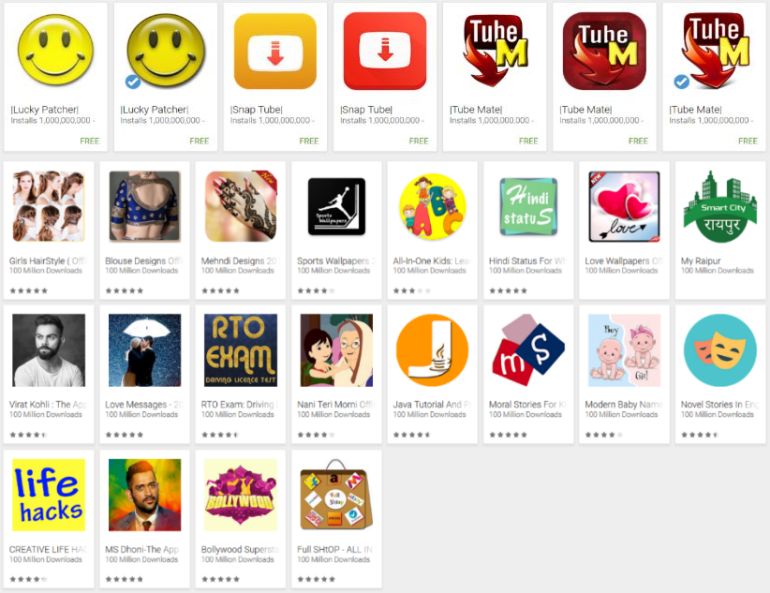 Εφαρμογές στο Google Play με όνομα developer «1.000.000.000 εγκαταστάσεις» και «100 εκατομμύρια λήψεις»