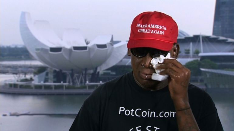 Δάκρυα συγκίνησης από τον Ντένις Ρόντμαν πριν από τη συνάντηση Τραμπ-Κιμ