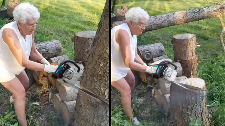 Η γιαγιά με το αλυσοπρίονο