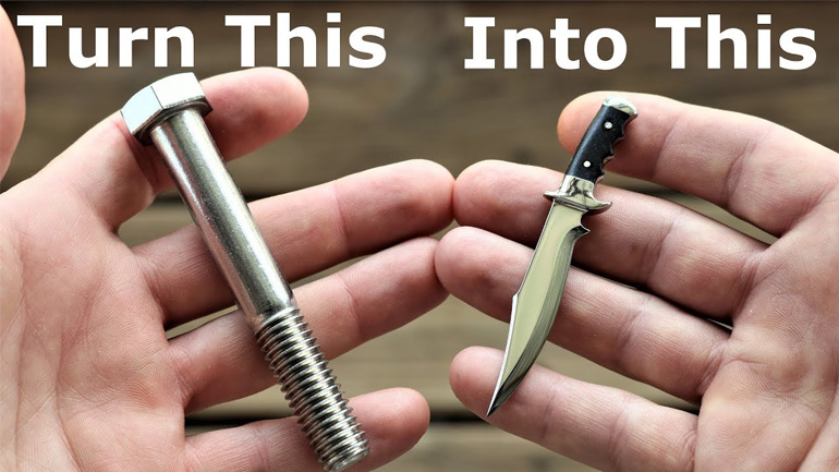 Ένα μπουλόνι μετατρέπεται σε μαχαίρι μινιατούρα
