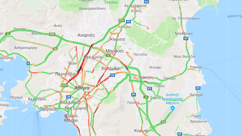 Δείτε ζωντανά σε ποιους δρόμους παρατηρούνται προβλήματα κυκλοφορίας