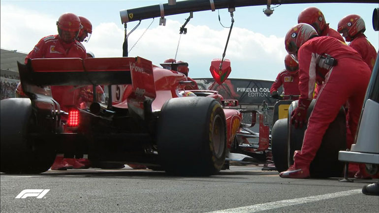 Ο Vettel στο δεύτερό του πιτ στοπ