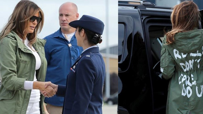 Melania Trump: Ένας καλλιτέχνης άλλαξε το σύνθημα στο περιβόητο πανωφόρι της και έγινε viral!