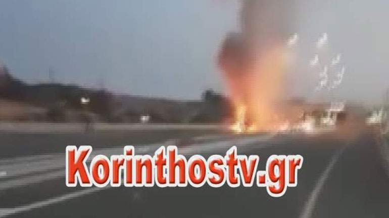 Νταλίκα τυλίχτηκε στις φλόγες εν κινήσει στη νέα Εθνική Οδό Κορίνθου – Πατρών στο ύψος του Ξυλοκάστρου