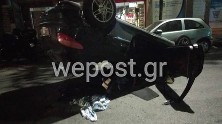 Τροχαίο με ανατροπή αυτοκινήτου στη Θεσσαλονίκη