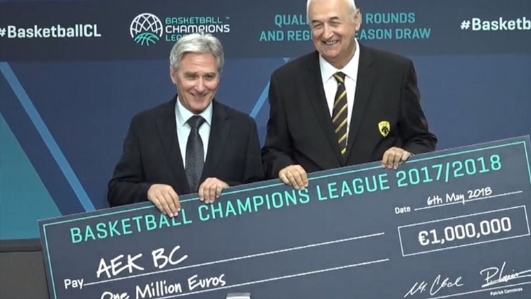 Δόθηκε στην ΑΕΚ το πριμ 1 εκατ. ευρώ από το Basketball Champions League