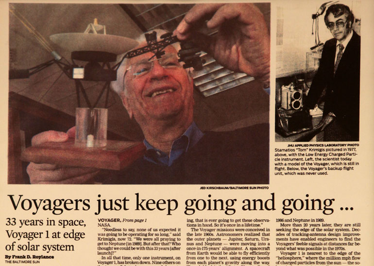 Διεθνή δημοσιεύματα για τον Σταμάτη Κριμιζή και τις αποστολές των Voyager