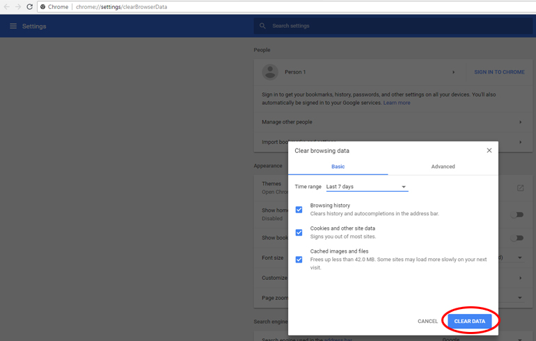 Επιλέγουμε Last 7 days και στη συνέχεια το CLEAR DATA