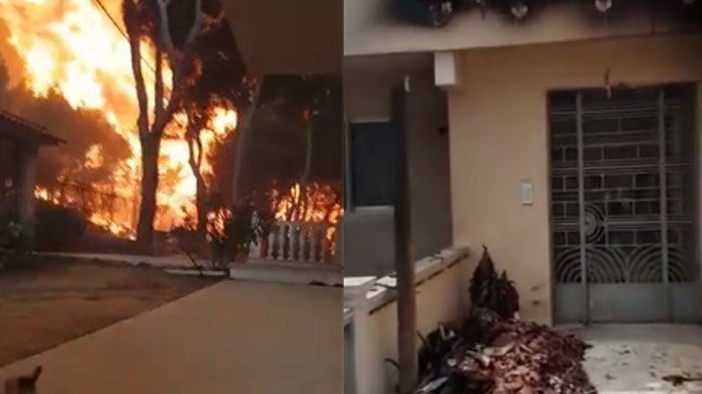 Ό,τι απέμεινε από το σπίτι του άνδρα που γλίτωσε στο «παρά πέντε» από τη φονική πυρκαγιά