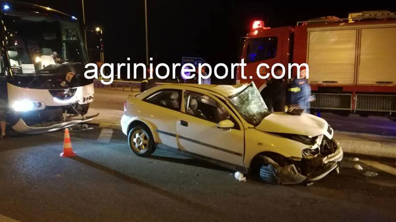 Αιτωλοακαρνανία: Σύγκρουση αυτοκινήτου με λεωφορείο στον Κόμβο Κουβαρά