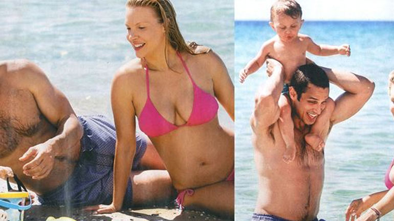 Διακοπές στη Χαλκιδική για την εγκυμονούσα Χριστίνα Αλούπη παρέα με τον σύζυγό της και τον γιο τους