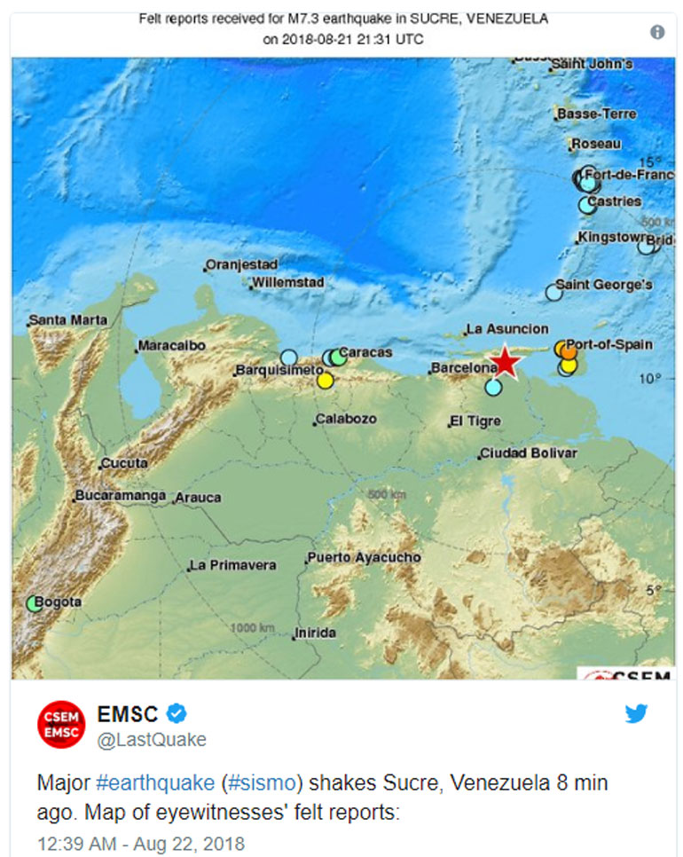 O σεισμός όπως καταγράφηκε από το Ευρωπαϊκό Σεισμολογικό Ινστιτούτο