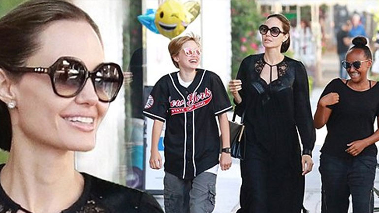 Με total black look η Angelina Jolie στους δρόμους του Λος Άντζελες με τα παιδιά της