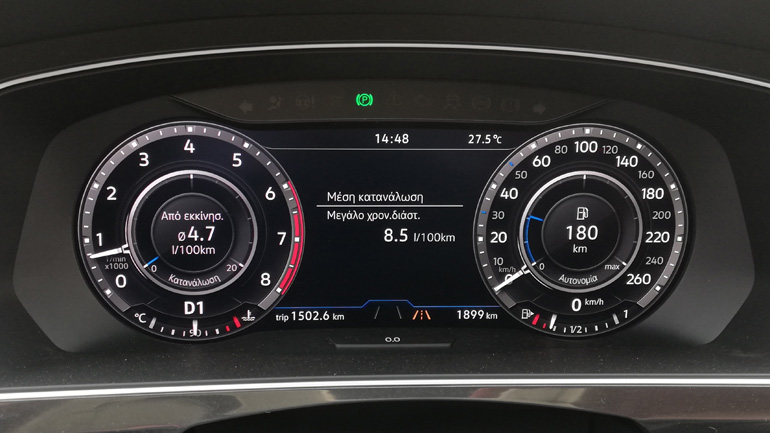 Στα 1.500 χλμ. και αφού το πιέσαμε έγραψε μέση κατανάλωση 8,5 λτ.