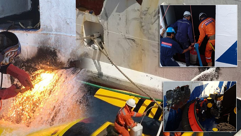 Καρέ-καρέ η κατάσβεση στο “Ελευθέριος Βενιζέλος”