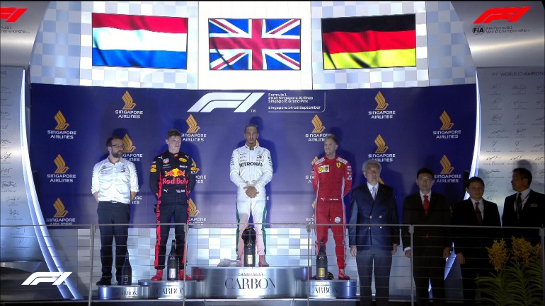 To βάθρο από τη Σιγκαπούρη: Hamilton, Verstappen και Vettel...