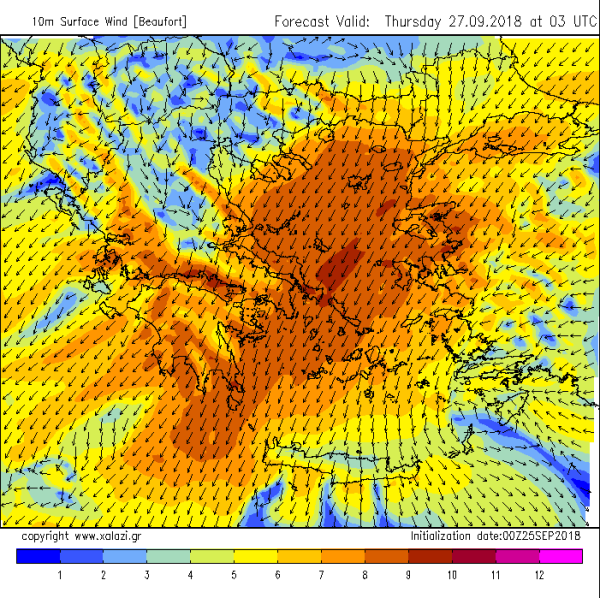 Θυελλώδεις άνεμοι εντάσεως 10 - 11 μποφόρ στο Αιγαίο την Πέμπτη τα ξημερώματα