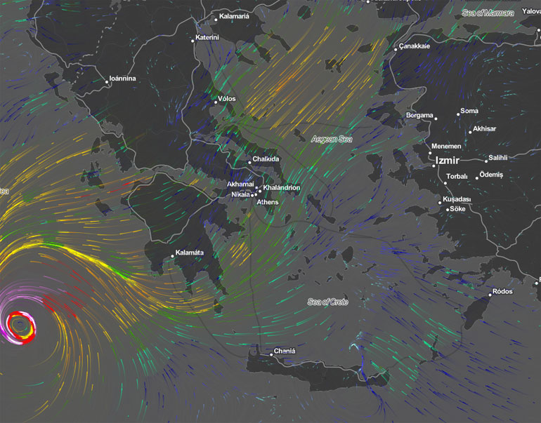 Στις 28 Σεπτεμβρίου (ώρα 6.00 το πρωί) το φαινόμενο σχηματίζεται στο νότιο Ιόνιο 