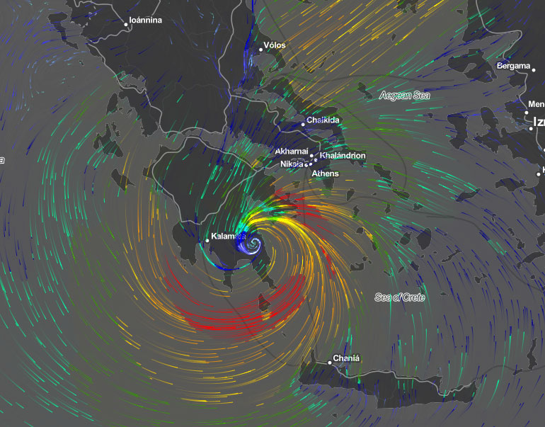 Στις 30 Σεπτεμβρίου (ώρα 12.00 το μεσημέρι) το φαινόμενο σχηματίζεται στην Πελοπόννησο