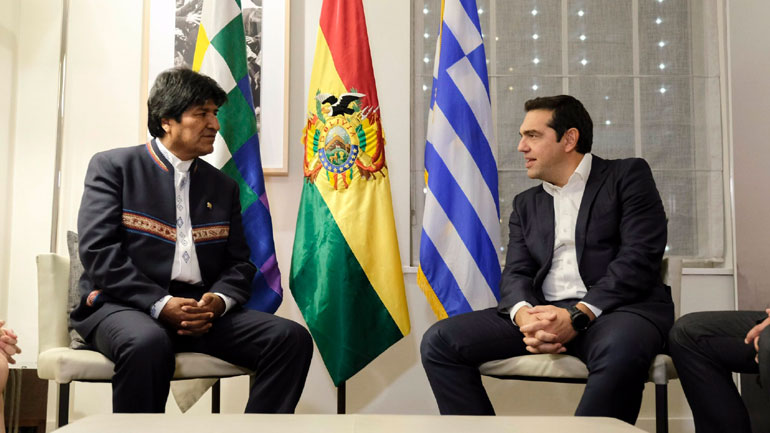Νέα Υόρκη: Συνάντηση του Αλ. Τσίπρα με τον πρόεδρο της Βολιβίας Έβο Μοράλες