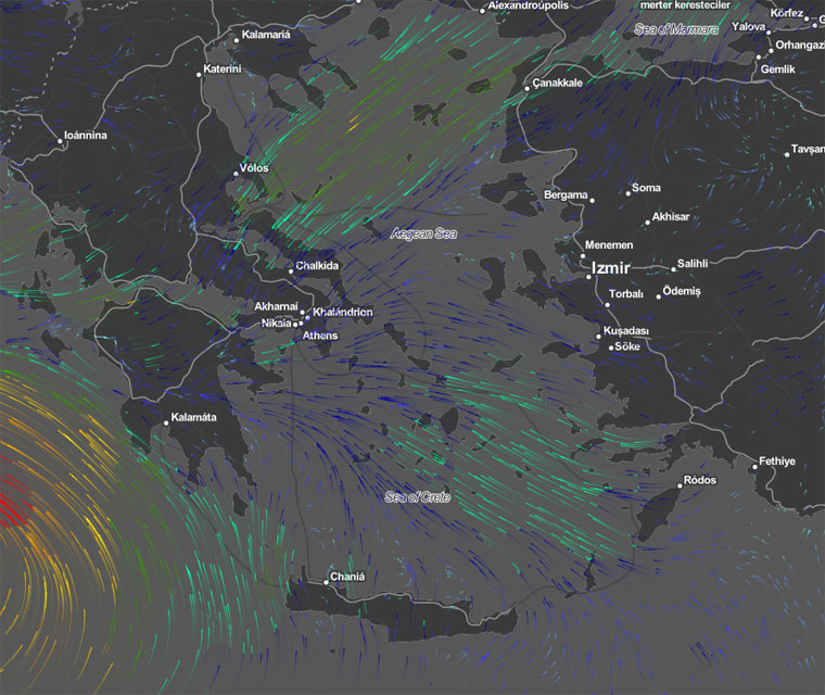 Άνεμοι στις 28/9/2018/ Πηγή: meteo.gr