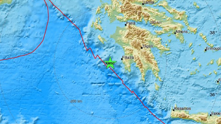 Σεισμική δόνηση 5 Ρίχτερ νοτιοδυτικά της Πύλου