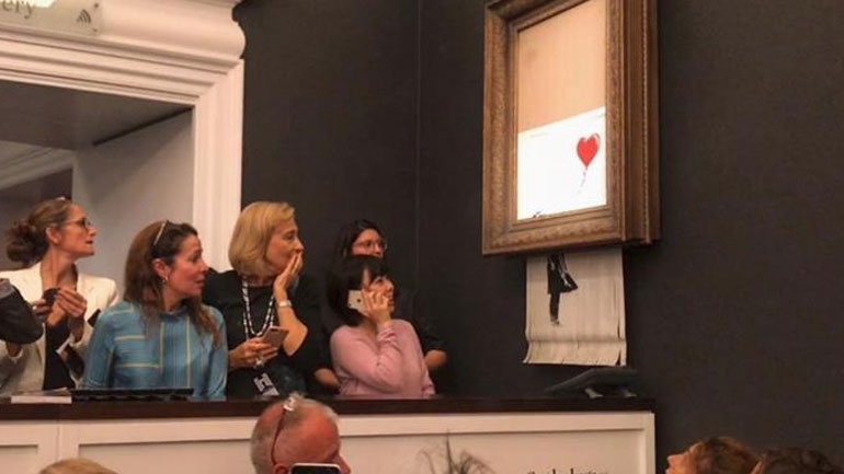 Απίστευτο! Αυτοκαταστράφηκε διάσημος πίνακας του Μπάνκσι αφότου πωλήθηκε σε δημοπρασία