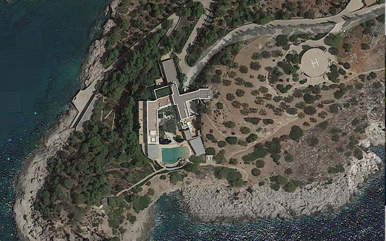 Η βίλα Κουτσολιούτσου στις Σπέτσες/Φωτό από Google Earth