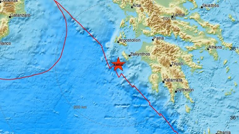 Σεισμική δόνηση 4,4R  νοτιοδυτικά της Ζακύνθου