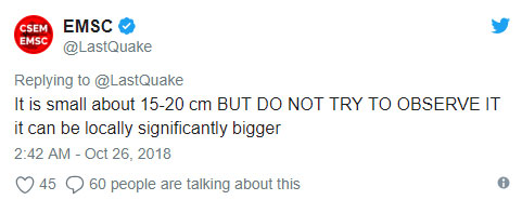 'Τα κύματα είναι μικρά, 15-20 εκατοστά, όμως μην προσπαθήσετε να τα παρατηρήσετε, γιατί τοπικά μπορεί να γίνουν πολύ μεγαλύτερα', προειδοποιεί το Ευρωμεσογεικό Σεισμολογικό Κέντρο